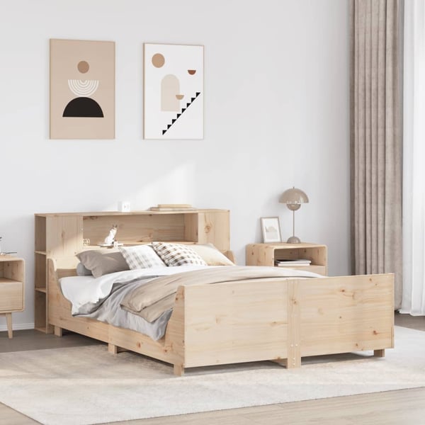 vidaXL Sengeramme uten madrass hvit 135x190 cm heltre furu