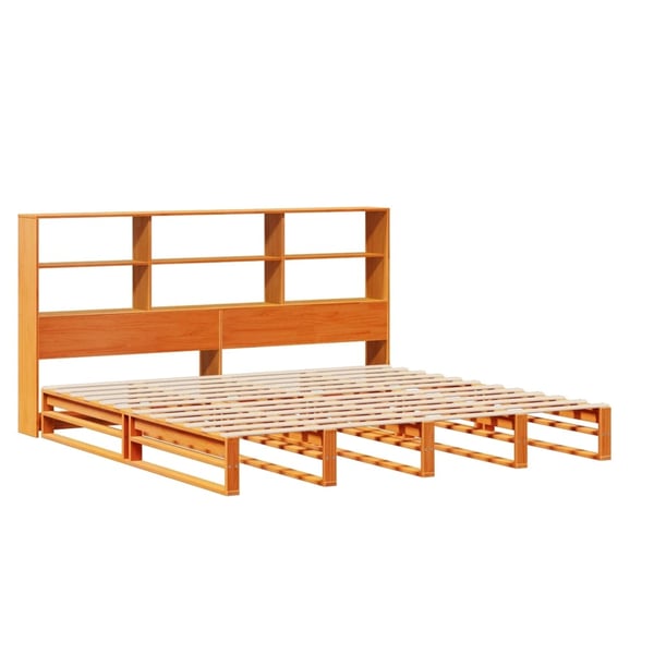 vidaXL seng med reol uden madras 180x200 cm massivt træ gyldenbrun