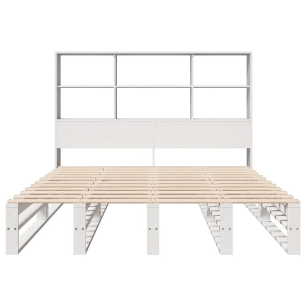 vidaXL Seng med bokhylle uten madrass hvit 160x200 cm heltre