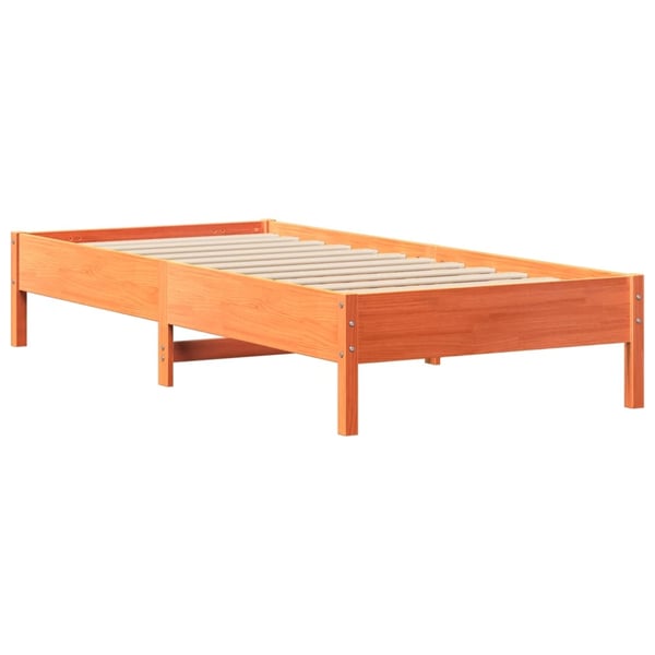 vidaXL Seng med bokhylle uten madrass voksbrun 100x200 cm heltre furu
