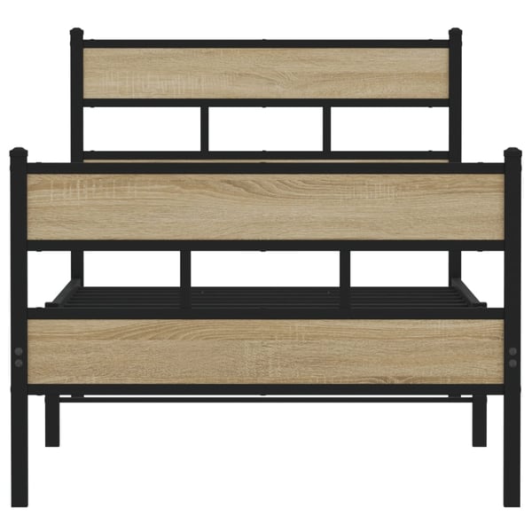 vidaXL Sengeramme i metall uten madrass sonoma eik 100x190 cm