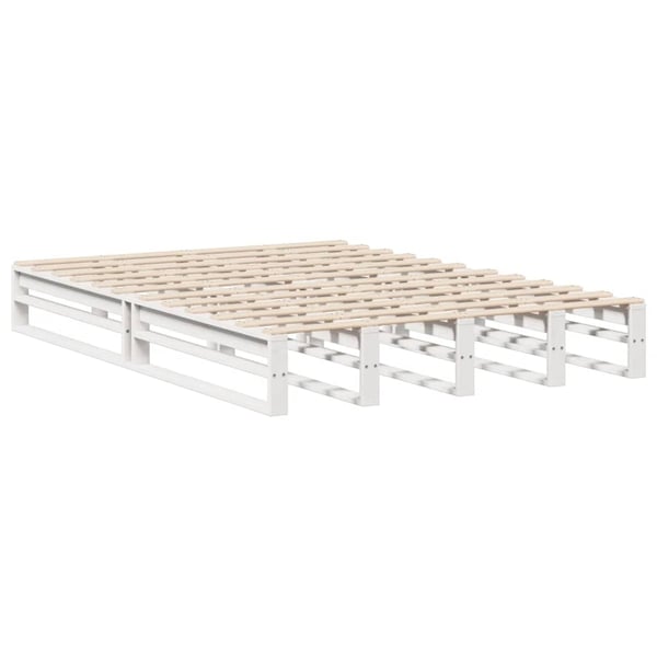 vidaXL Seng med bokhylle uten madrass hvit 135x190 cm heltre