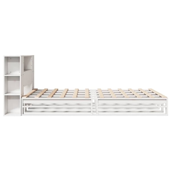 vidaXL Seng med bokhylle uten madrass hvit 140x190 cm heltre