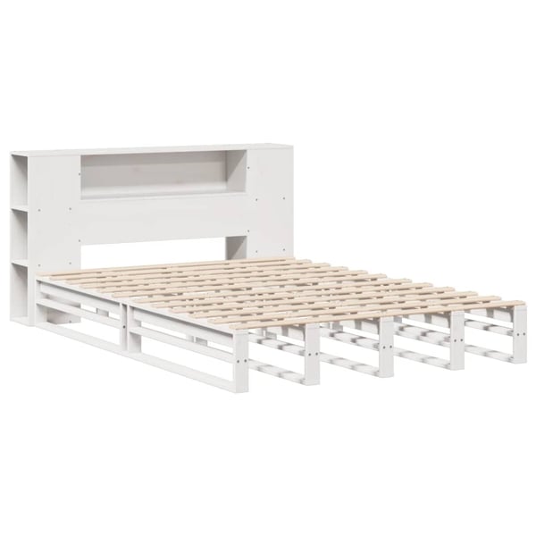 vidaXL Seng med bokhylle uten madrass hvit 140x190 cm heltre