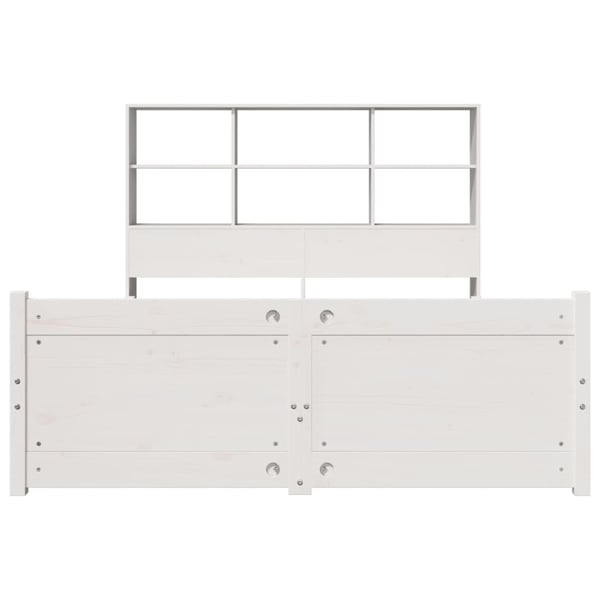 vidaXL Seng med bokhylle uten madrass hvit 140x190 cm heltre furu