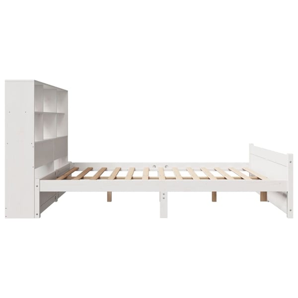 vidaXL Seng med bokhylle uten madrass hvit 140x190 cm heltre furu