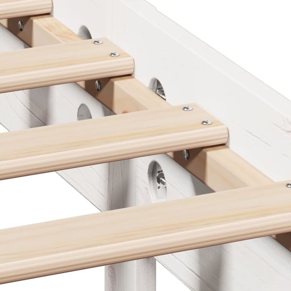 vidaXL Seng med bokhylle uten madrass hvit 150x200 cm heltre furu
