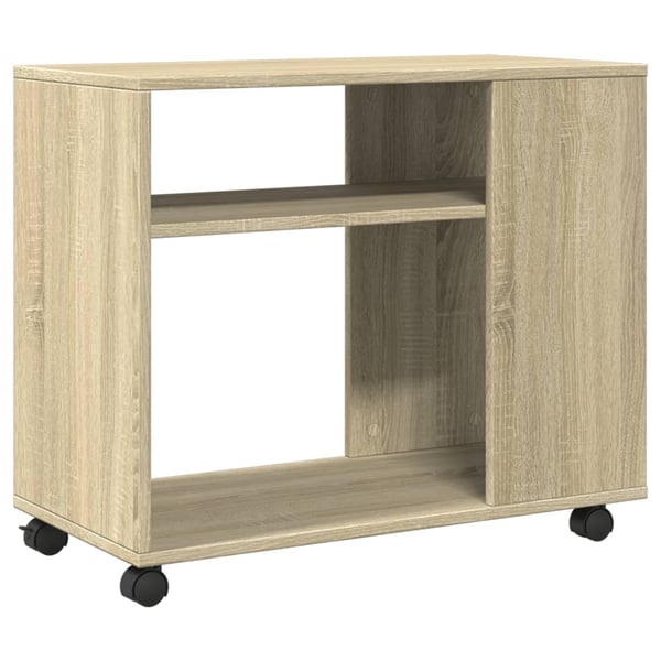 vidaXL Sidebord med hjul sonoma eik 70x35x60 cm konstruert tre