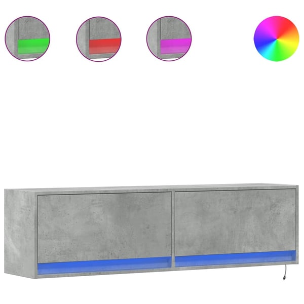 vidaXL Väggmonterad tv-bänk LED betonggrå 140x31x38 cm