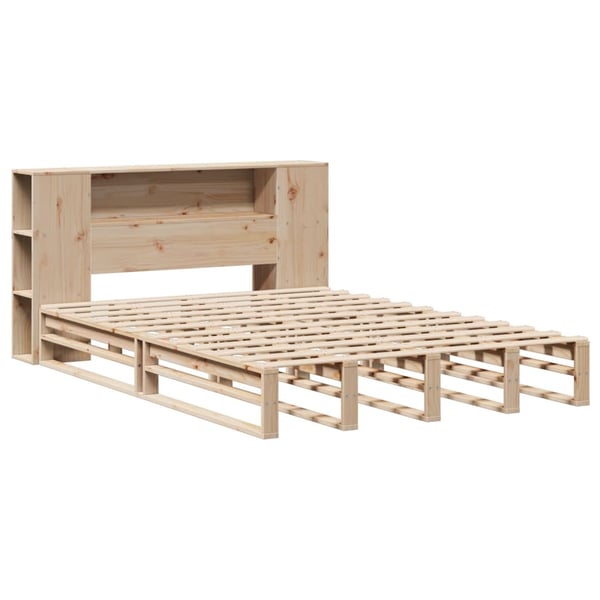 vidaXL Seng med bokhylle uten madrass 135x190 cm heltre