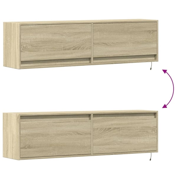vidaXL Vegghengt TV-benk med LED sonoma eik 140x31x38 cm