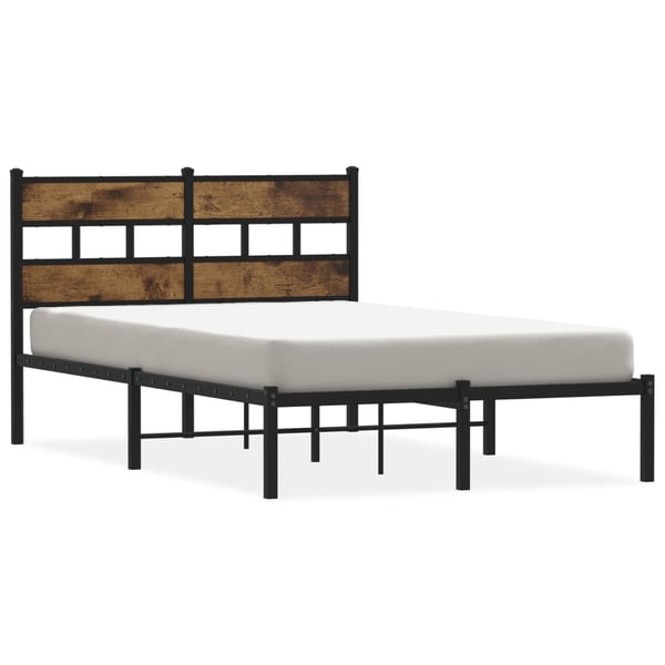 vidaXL Sengeramme i metall uten madrass røkt eik 120x190 cm