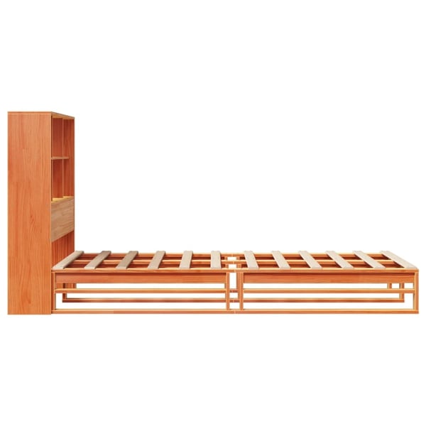 vidaXL Seng med bokhylle uten madrass voksbrun 100x200 cm heltre