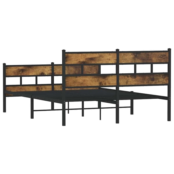vidaXL Sengeramme i metall uten madrass røkt eik 140x190 cm
