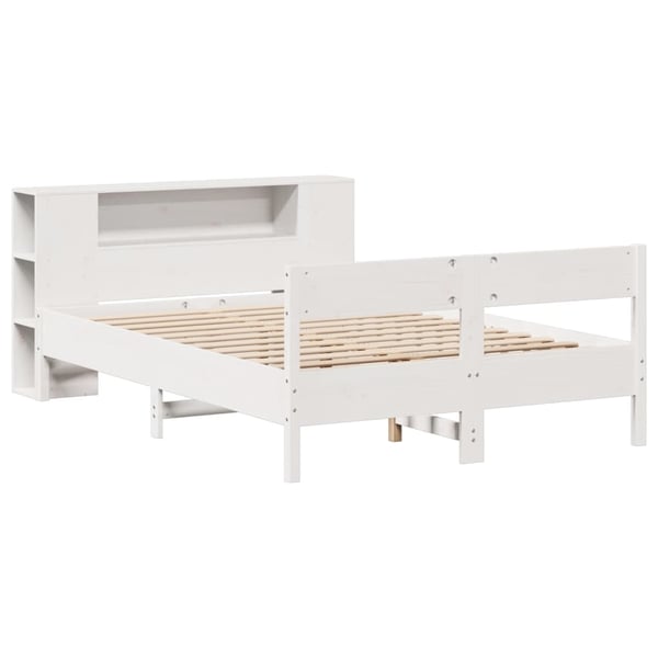 vidaXL Seng med bokhylle uten madrass hvit 160x200 cm heltre furu