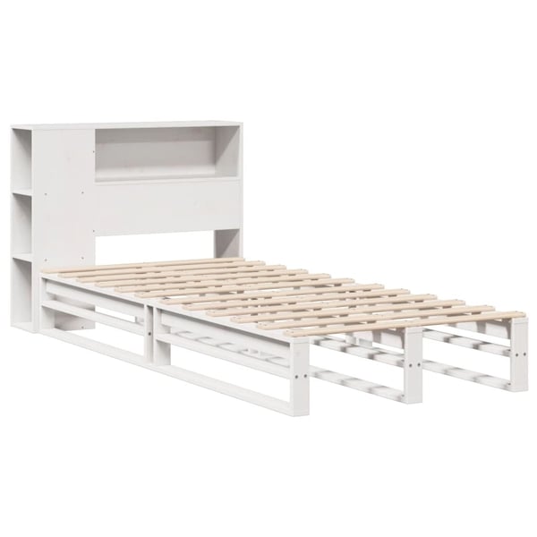 vidaXL Seng med bokhylle uten madrass hvit 75x190 cm heltre