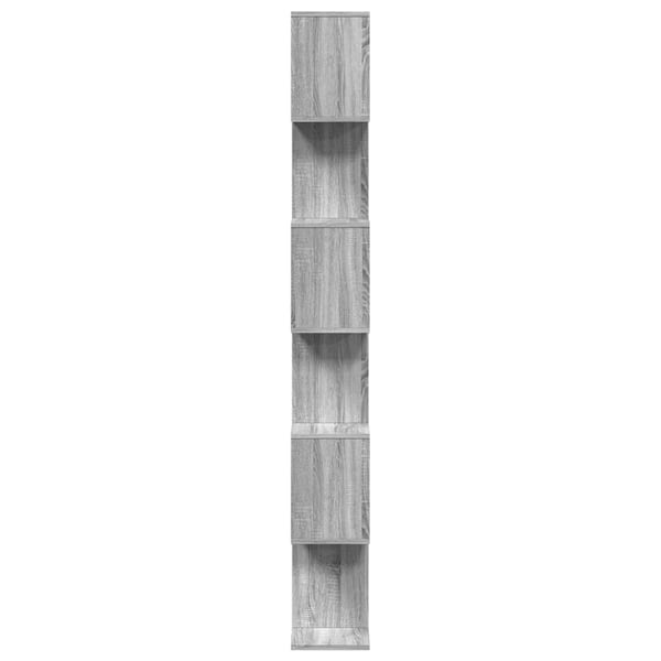 vidaXL Romdeler bokhylle 6 lag grå sonoma 70x24x193 cm konstruert tre