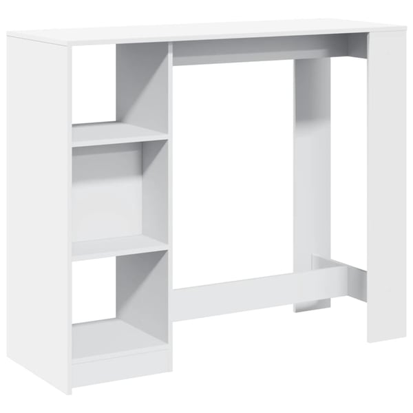 vidaXL Barbord med hylle hvit 124x46x103,5 cm sponplate