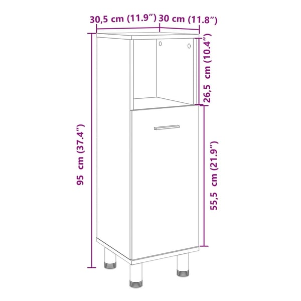 vidaXL Baderomsskap sonoma eik 30,5x30x95 cm konstruert tre