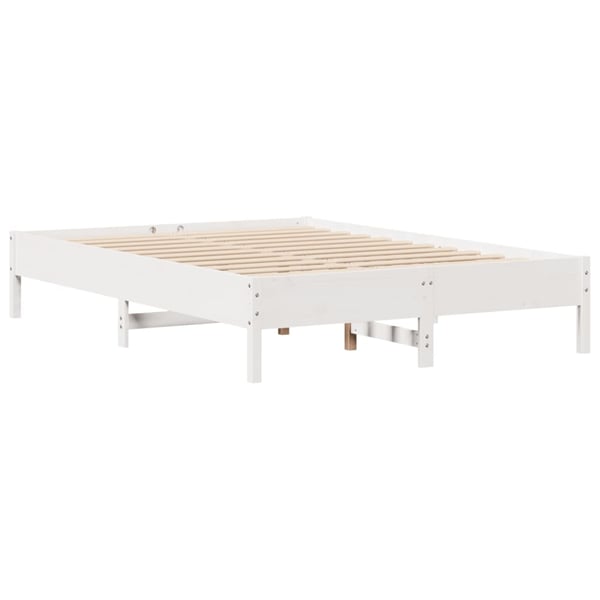 vidaXL Seng med bokhylle uten madrass hvit 160x200 cm heltre furu