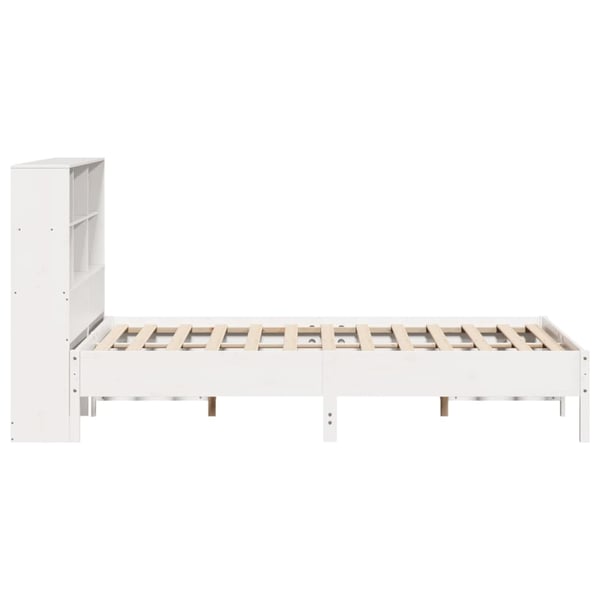 vidaXL Seng med bokhylle uten madrass hvit 160x200 cm heltre furu