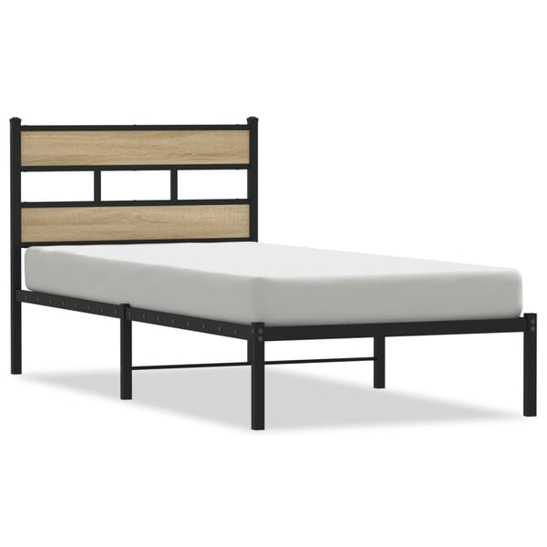 vidaXL Sengeramme i metall uten madrass sonoma eik 75x190 cm