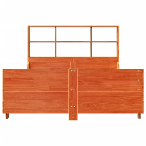 vidaXL Seng med bokhylle uten madrass voksbrun 120x190 cm heltre