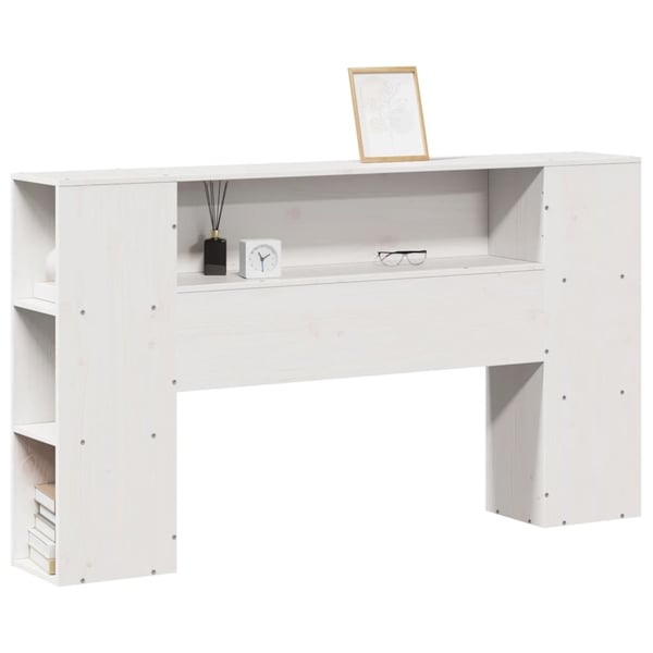 vidaXL Hodegavl med oppbevaring hvit 140 cm heltre furu