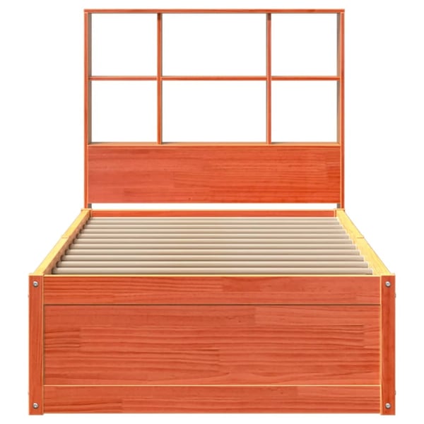 vidaXL Sengeramme uten madrass voksbrun 75x190 cm heltre furu