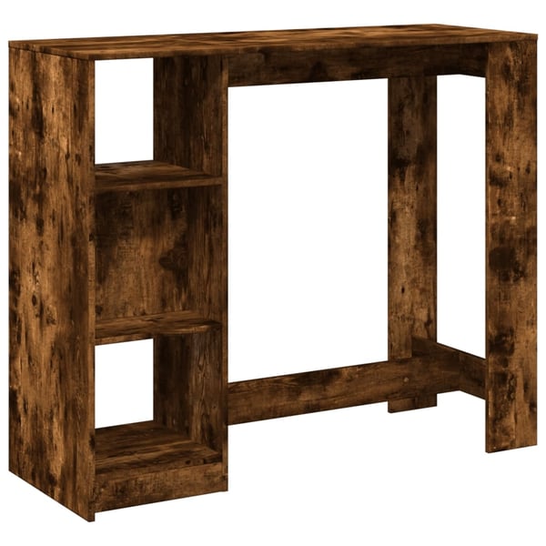 vidaXL Barbord med hylle røkt eik 124x46x103,5 cm konstruert tre