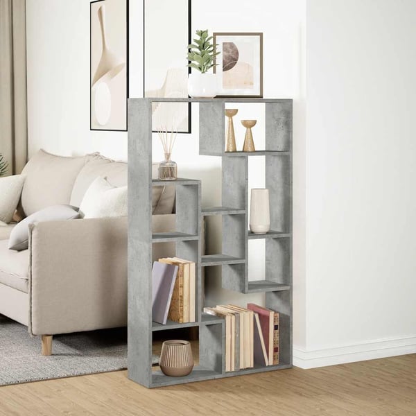 vidaXL Bokhylle betonggrå 72x20x120,5 cm konstruert tre