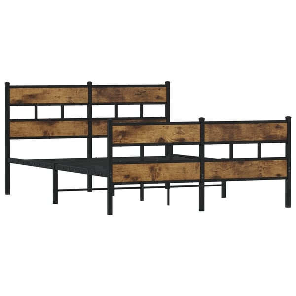 vidaXL Sengeramme i metall uten madrass røkt eik 135x190 cm