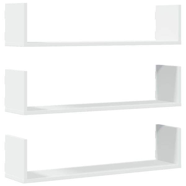 vidaXL Seinähyllyt 3 kpl valkoinen 80x18x18 cm tekninen puu