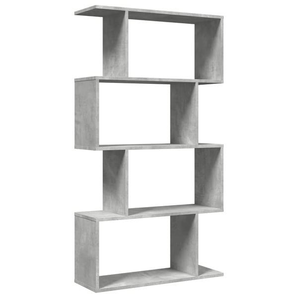 vidaXL Romdeler bokhylle 4 lag betonggrå 70x24x129 cm konstruert tre