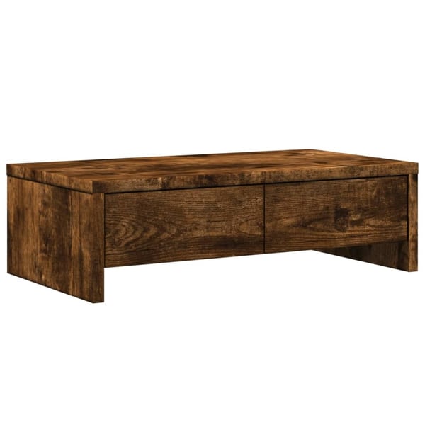 vidaXL skærmholder med skuffer 50x27x15 cm konstrueret træ røget eg