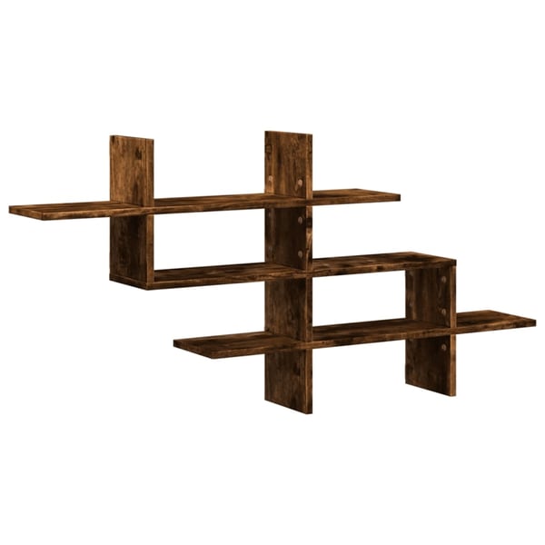 vidaXL Vägghylla rökfärgad ek 124,5x18x60,5 cm konstruerat trä