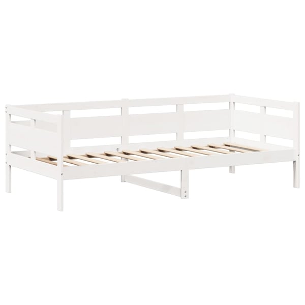 vidaXL Sett med dagseng og benk med tak hvit 80x200 cm heltre furu