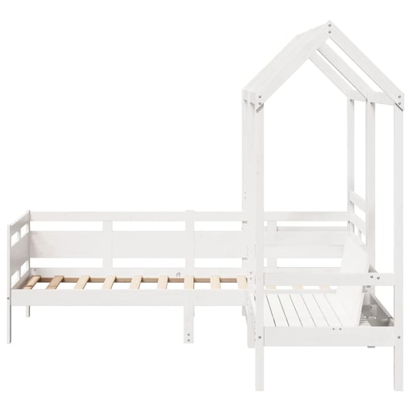 vidaXL Sett med dagseng og benk med tak hvit 80x200 cm heltre furu