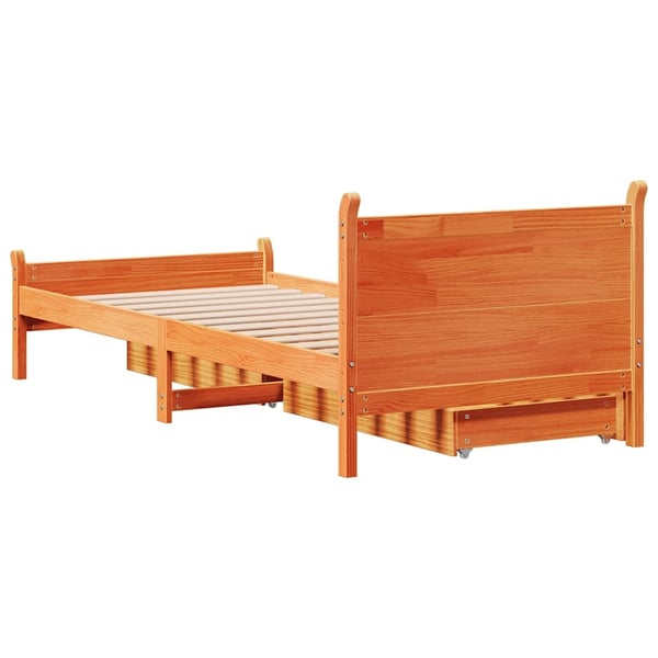 vidaXL Sengeramme uten madrass voksbrun 75x190 cm heltre furu