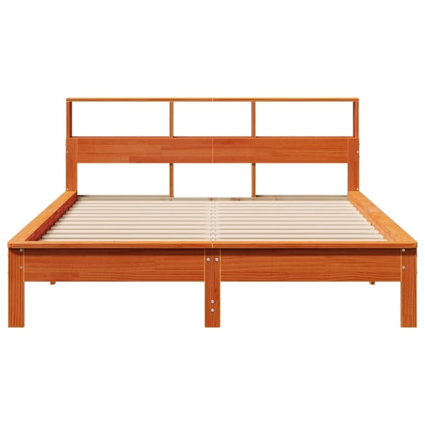 vidaXL sengeramme uden madras 140x190 cm massivt fyrretræ gyldenbrun