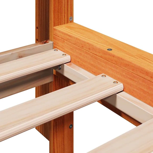 vidaXL Seng med bokhylle uten madrass voksbrun 90x200 cm heltre furu
