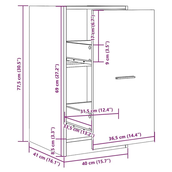 vidaXL Apotekskap røkt eik 40x41x77,5 cm konstruert tre