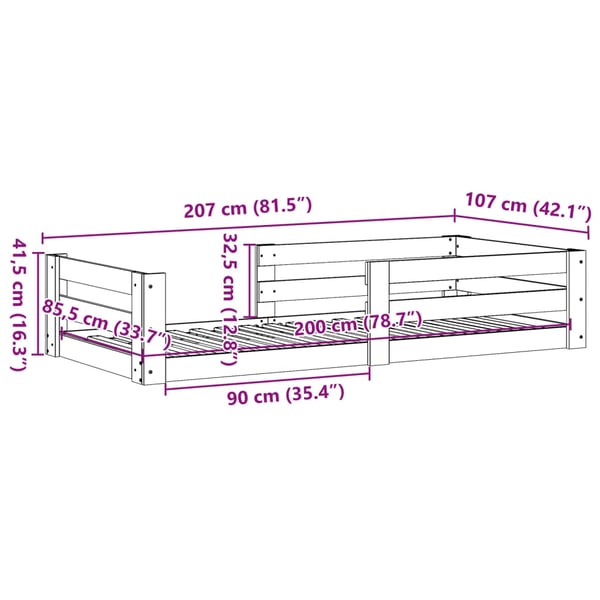 vidaXL Sengeramme uten madrass voksbrun 100x200 cm heltre furu