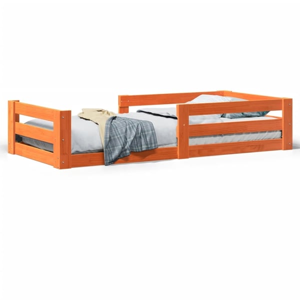 vidaXL sengeramme uden madras 100x200 cm massivt fyrretræ gyldenbrun