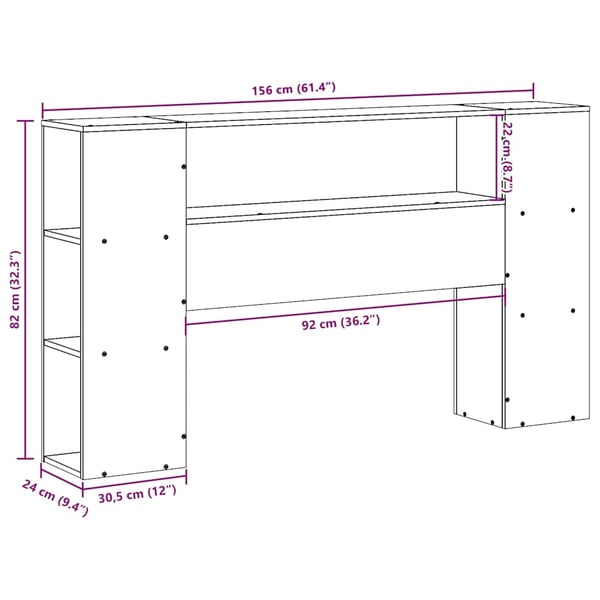 vidaXL Hodegavl med oppbevaring voksbrun 150 cm heltre furu