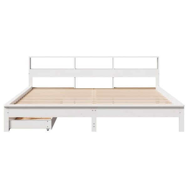 vidaXL seng med reol uden madras 200x200 cm massivt fyrretræ hvid