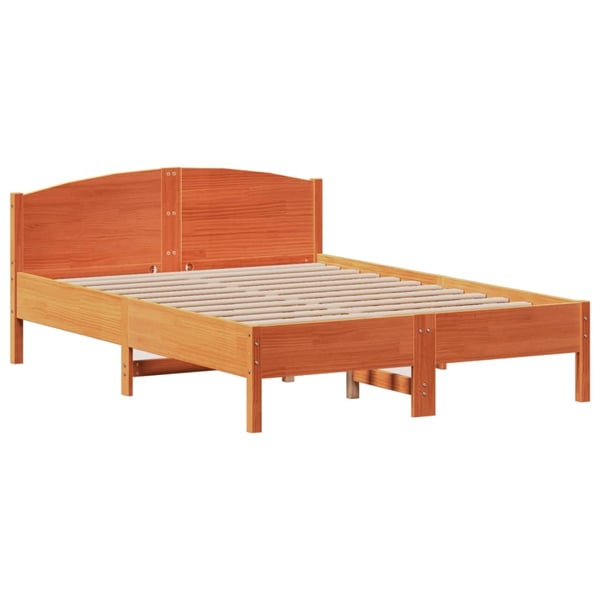 vidaXL seng med reol uden madras 140x200cm massivt fyrretræ gyldenbrun