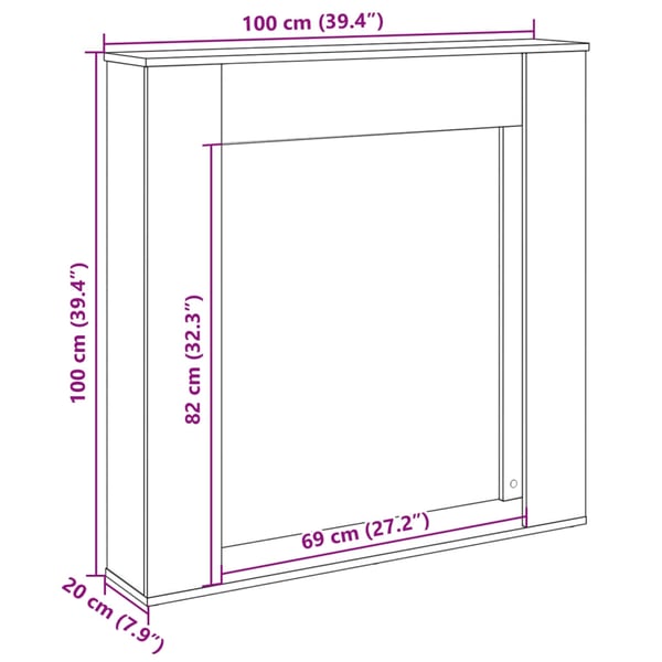 vidaXL Takan ympärys vanha puu 100x20x100 cm tekninen puu