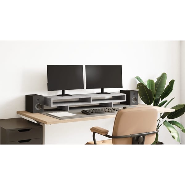 vidaXL skærmstander 100x27x15 cm konstrueret træ betongrå