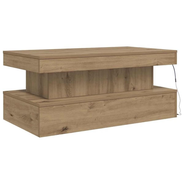 vidaXL Salongbord med LED-lys artisan eik 90x50x40 cm
